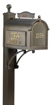 Whitehall Ultimate Mailbox Package with Topper, Front and Side Address Plaques Whitehall Ultimate Mailbox Package with Topper, Front and Side Address Plaques