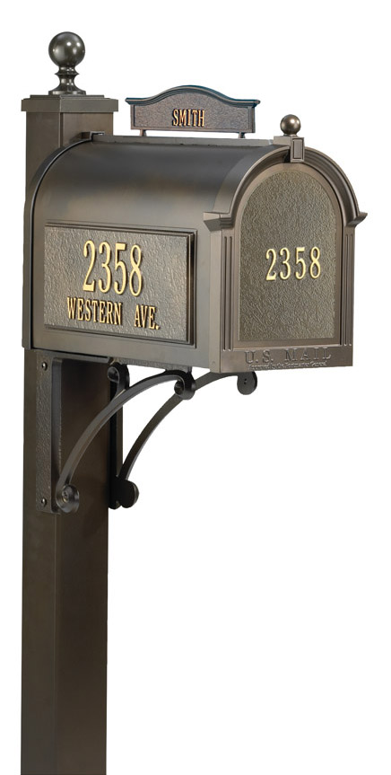 Whitehall Ultimate Mailbox Package with Topper, Front and Side Address Plaques