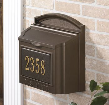 Whitehall Wall Mount Mailbox with Address Plaque