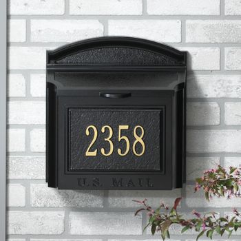 Whitehall Wall Mount Mailbox with Plaque...Black Whitehall Wall Mount Mailbox with Plaque...Black