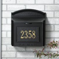 Whitehall Wall Mount Mailbox with Plaque...Black