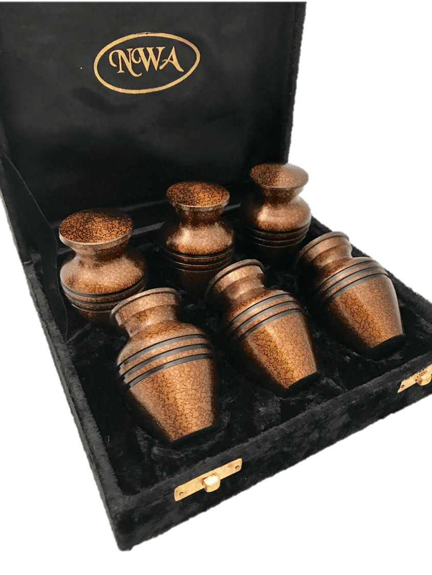 Set of Six Copper Finish Memorial Ash Urn Keepsakes These are Small
