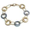14K 2-Tone Gold Bracelet w/ Twisted Oval and Hammered Circle Links