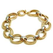 14K 2-Tone Hollow Cable Link Bracelet