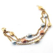 14K 3-Color 3-Strand Nugget 7 Inches Bracelet