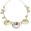 14K Gold 2-Tone Diamond Cut Disc and Stone Necklace