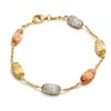 14K Gold 3-color diamond cut nugget bracelet