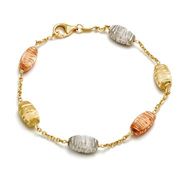 14K Gold 3-color diamond cut nugget bracelet