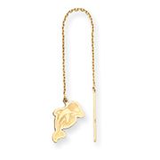14k Miami Dolphin Threader Dolphin Earrings