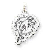 14k Miami Dolphins White Gold Medium Charm