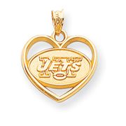 14k New York Jets Heart Charm
