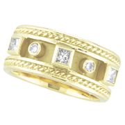 Antique Style Diamond Ring Band 18K Yellow Gold