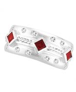 Antique Style Ruby & Diamond Fashion Ring, 14K White Gold