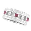 Antique Style Ruby & Diamond Ring, 14K White Gold