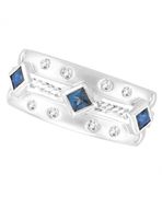 Antique Style Sapphire & Diamond Fashion Ring, 14K White Gold