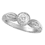 Bezel Diamond Ring 14K White Gold