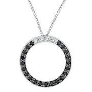 Black Diamond Circle Pendant Necklace