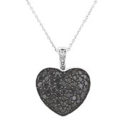 Black diamond large heart necklace