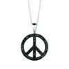 Black diamond peace sign necklace