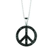 Black diamond peace sign necklace