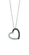 Black & white diamond heart necklace