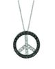 Black & White Diamond Peace Sign Pendant Necklace