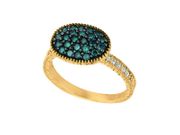 Blue & white diamond oval shape ring