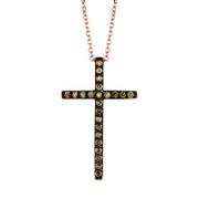 Champagne diamond cross necklace