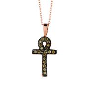 Champagne diamond cross necklace