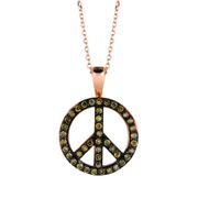 Champagne diamond peace sign necklace