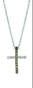 Champagne & white diamond cross necklace