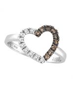 Champagne & White Diamond Heart Ring