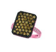 Champagne & white diamond rectangular ring