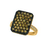 Champagne & white diamond rectangular ring