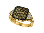 Champagne & white diamond ring