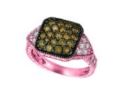 Champagne & white diamond ring