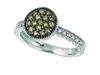 Champagne & white diamond round ring