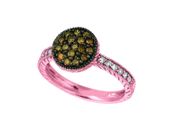 Champagne & white diamond round ring