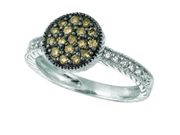 Champagne & white diamond round ring