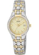 Citzien Eco Drive Silhouette Diamond Ladies Champayne Dial EW1494-50P