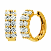 Diamond 2 rows hoop earrings