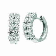 Diamond 2 rows hoop earrings