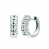 Diamond 2 rows hoop earrings