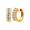Diamond 2 rows hoop earrings