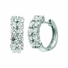 Diamond 2 rows hoop earrings