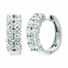 Diamond 2 rows hoop earrings