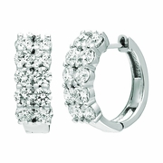 Diamond 2 rows hoop earrings