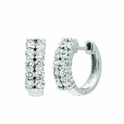 Diamond 2 rows hoop earrings
