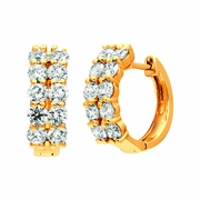 Diamond 2 rows hoop earrings