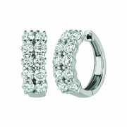 Diamond 2 rows hoop earrings